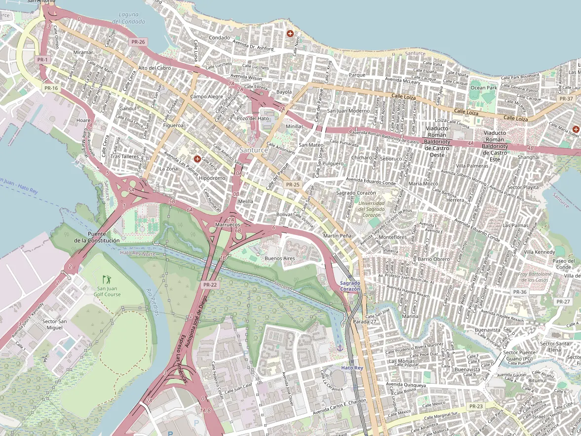 Map showing the approximate area of this home in Santurce