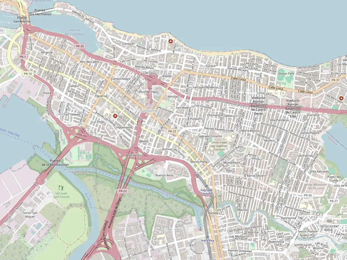 Map showing the approximate area of this home in Santurce