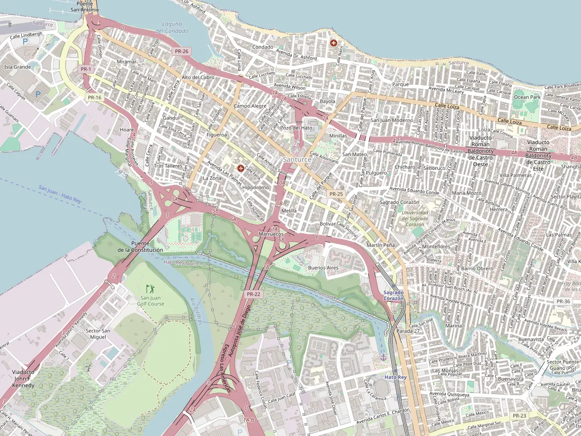 Map showing the approximate area of this home in Santurce