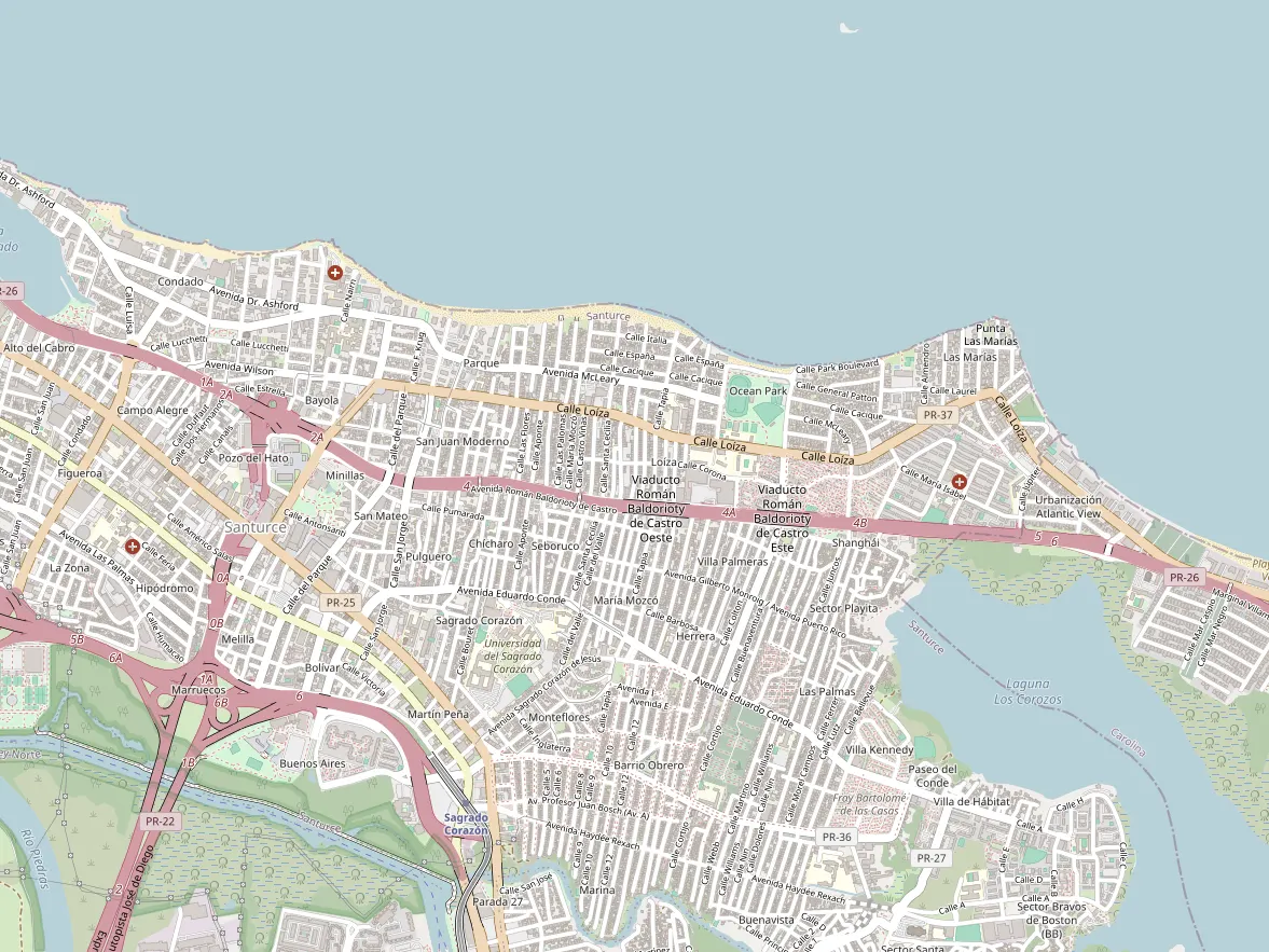 Map showing the approximate area of this home in Santurce