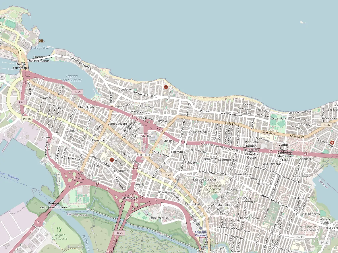 Map showing the approximate area of this home in Santurce