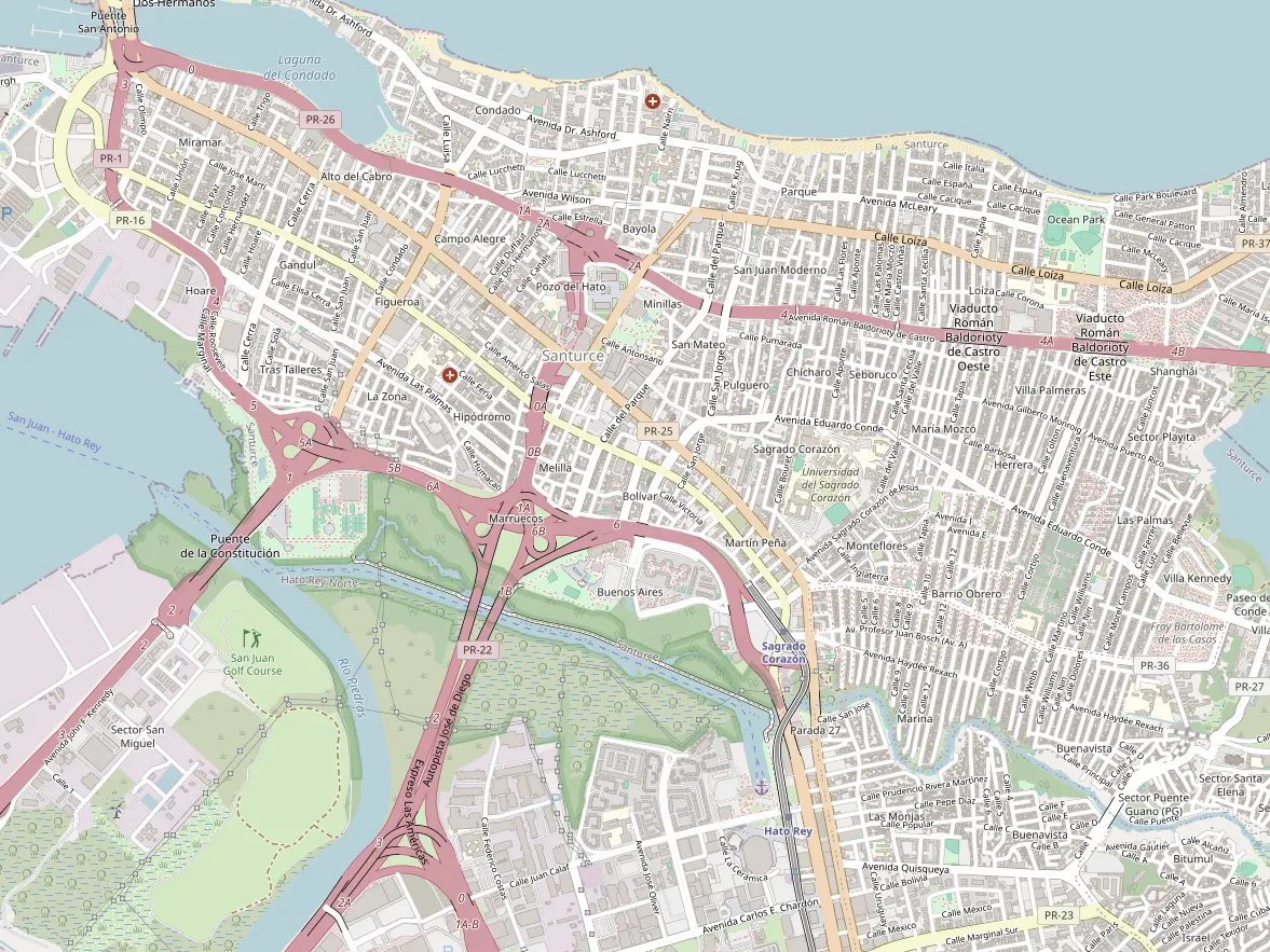 Map showing the approximate area of this home in Santurce