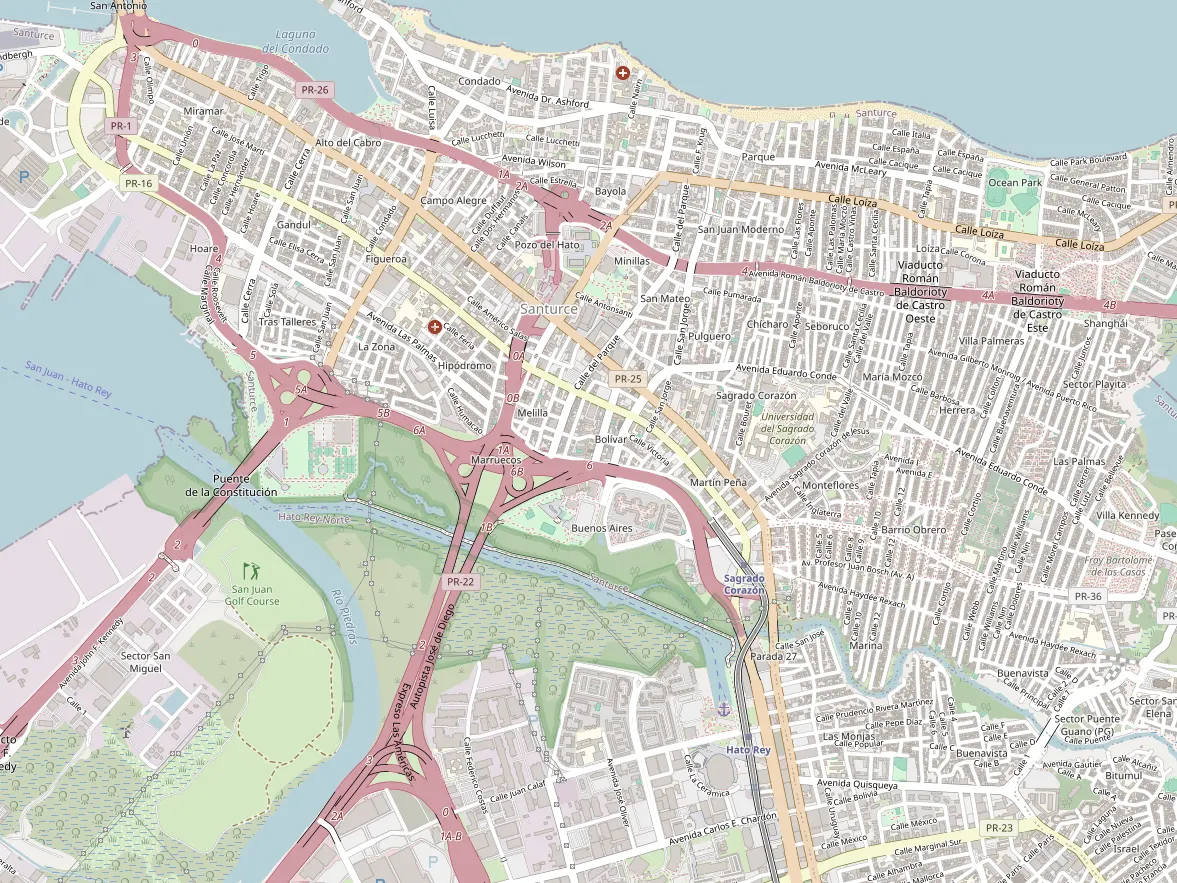 Map showing the approximate area of this home in Santurce