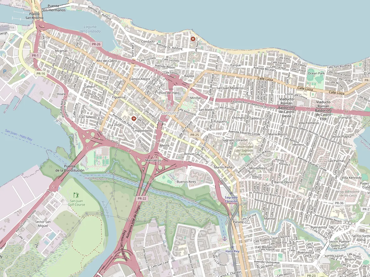 Map showing the approximate area of this home in Santurce