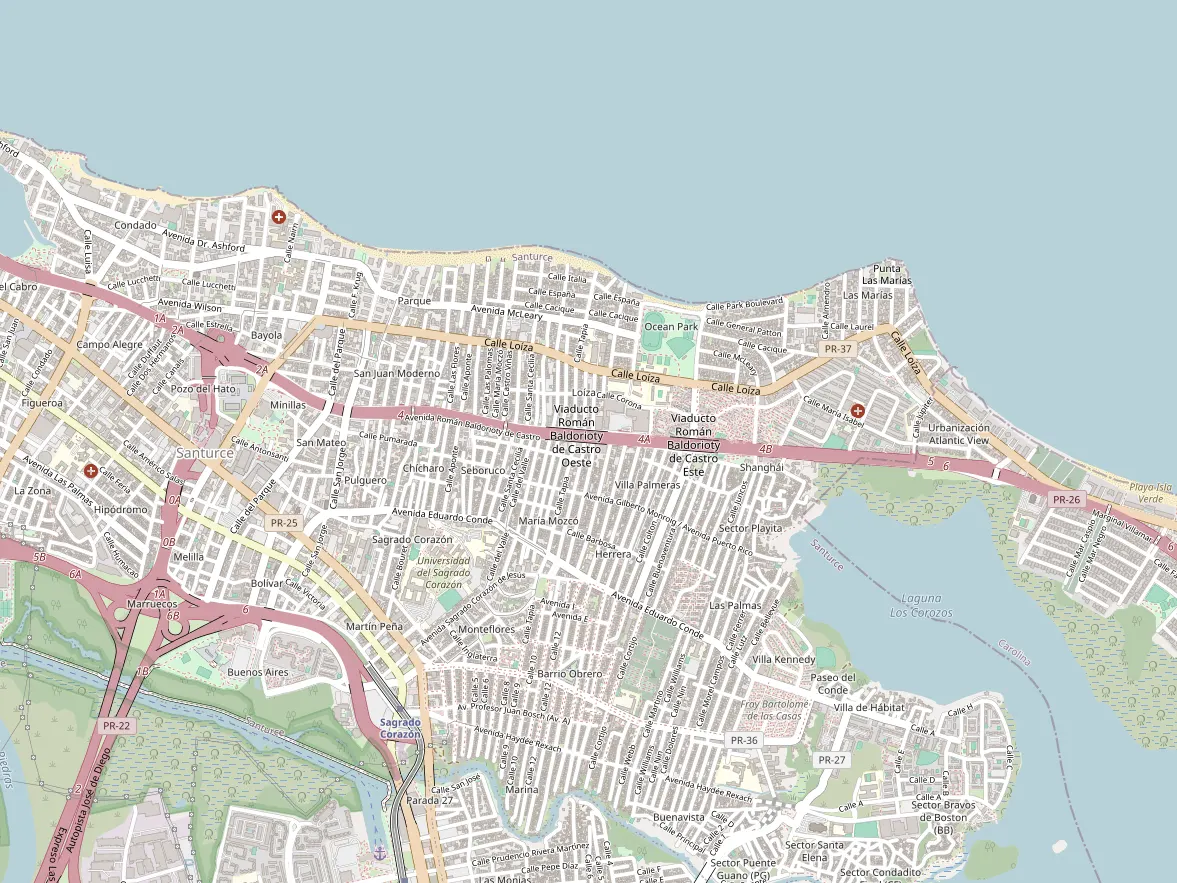 Map showing the approximate area of this home in Santurce