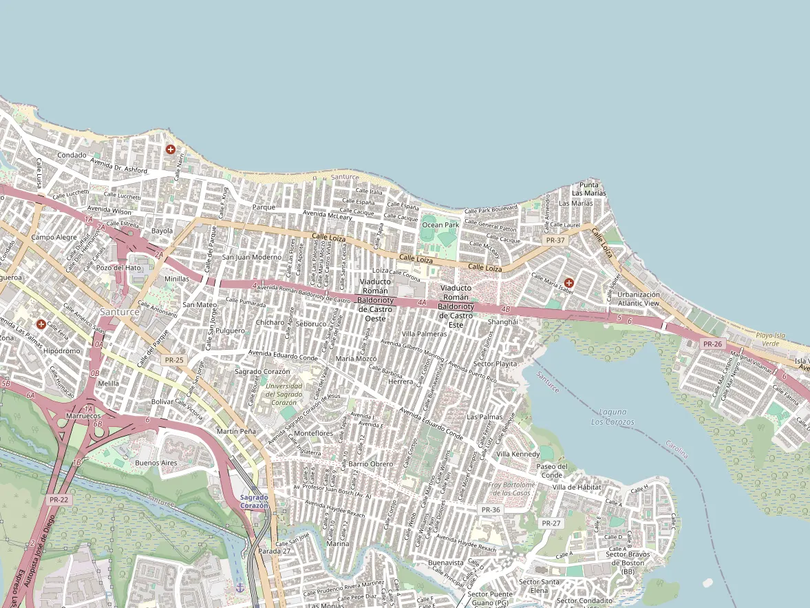 Map showing the approximate area of this home in Santurce