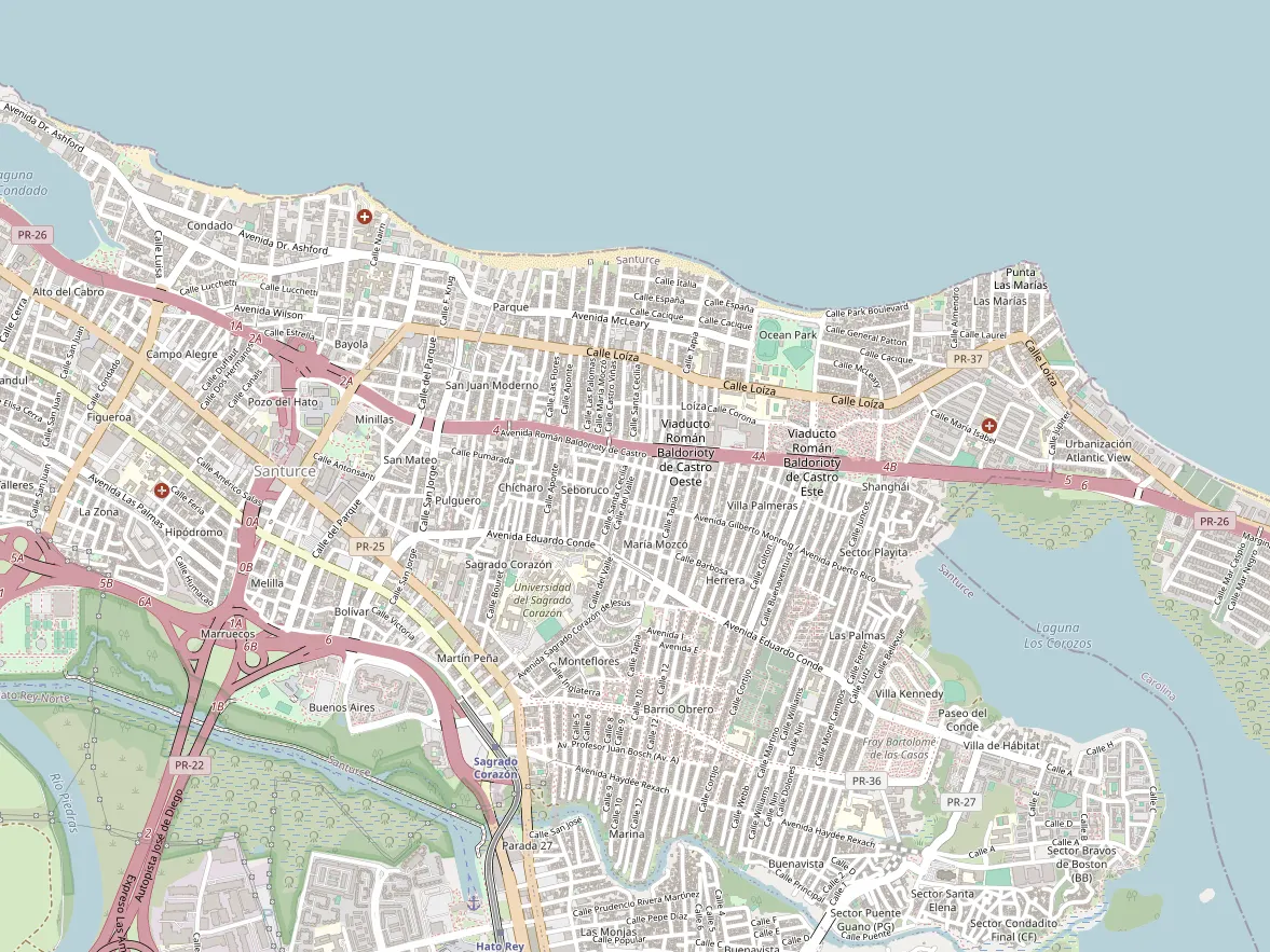 Map showing the approximate area of this home in Santurce