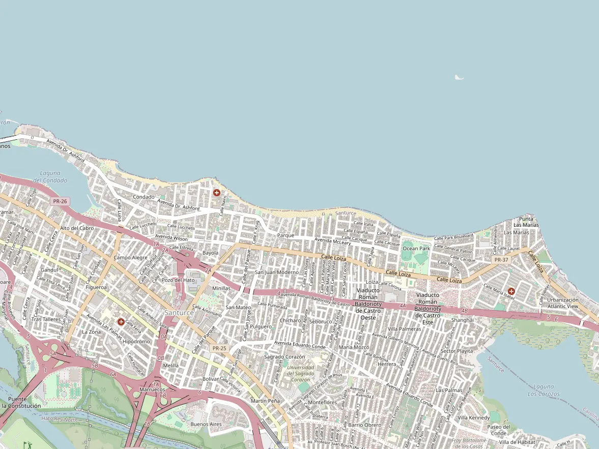 Map showing the approximate area of this home in Santurce