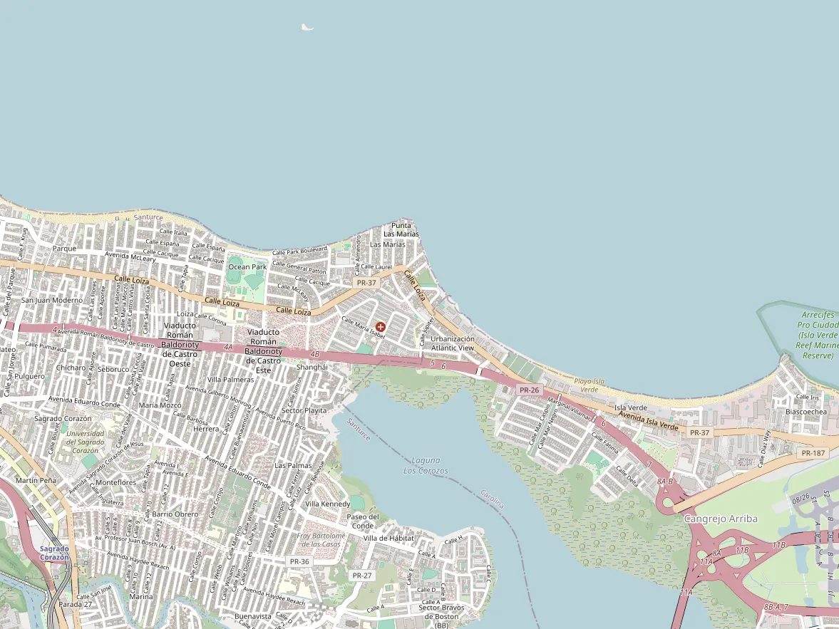 Map showing the approximate area of this home in Santurce