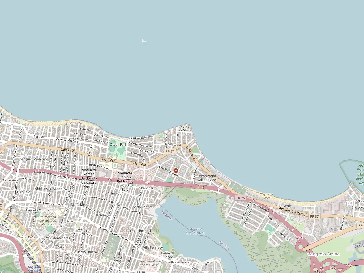 Map showing the approximate area of this home in Santurce
