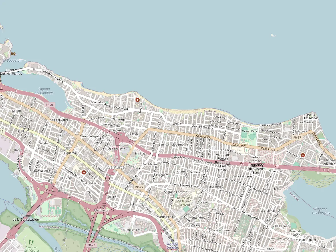 Map showing the approximate area of this home in Santurce