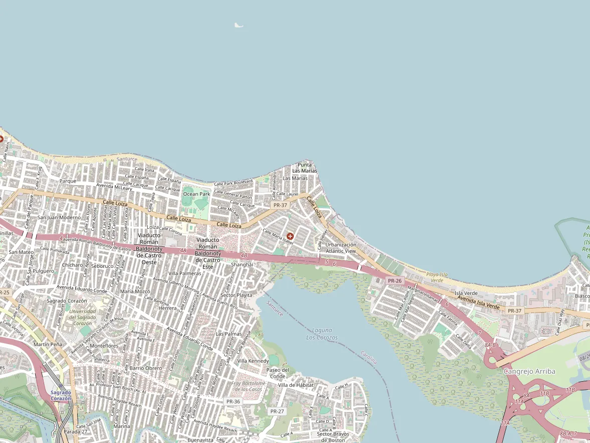 Map showing the approximate area of this home in Santurce