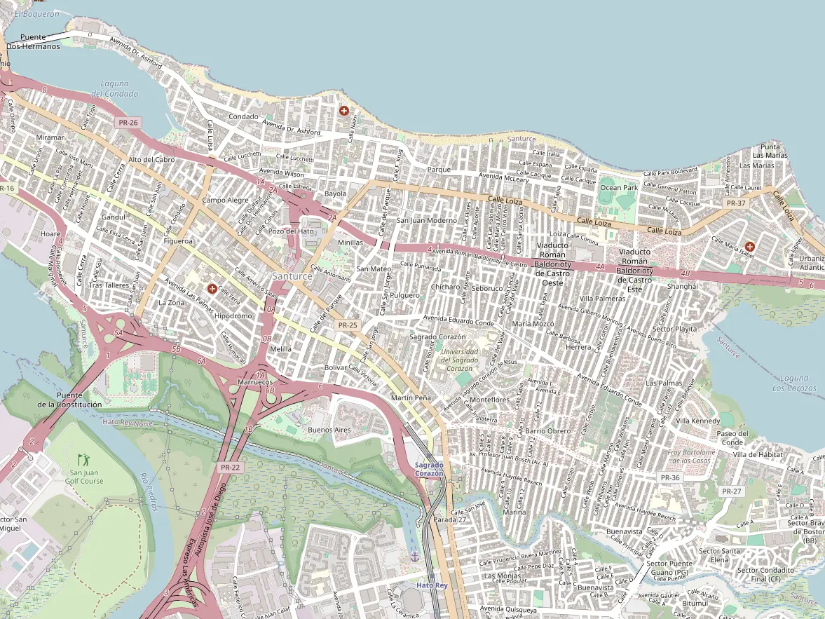 Map showing the approximate area of this home in Santurce