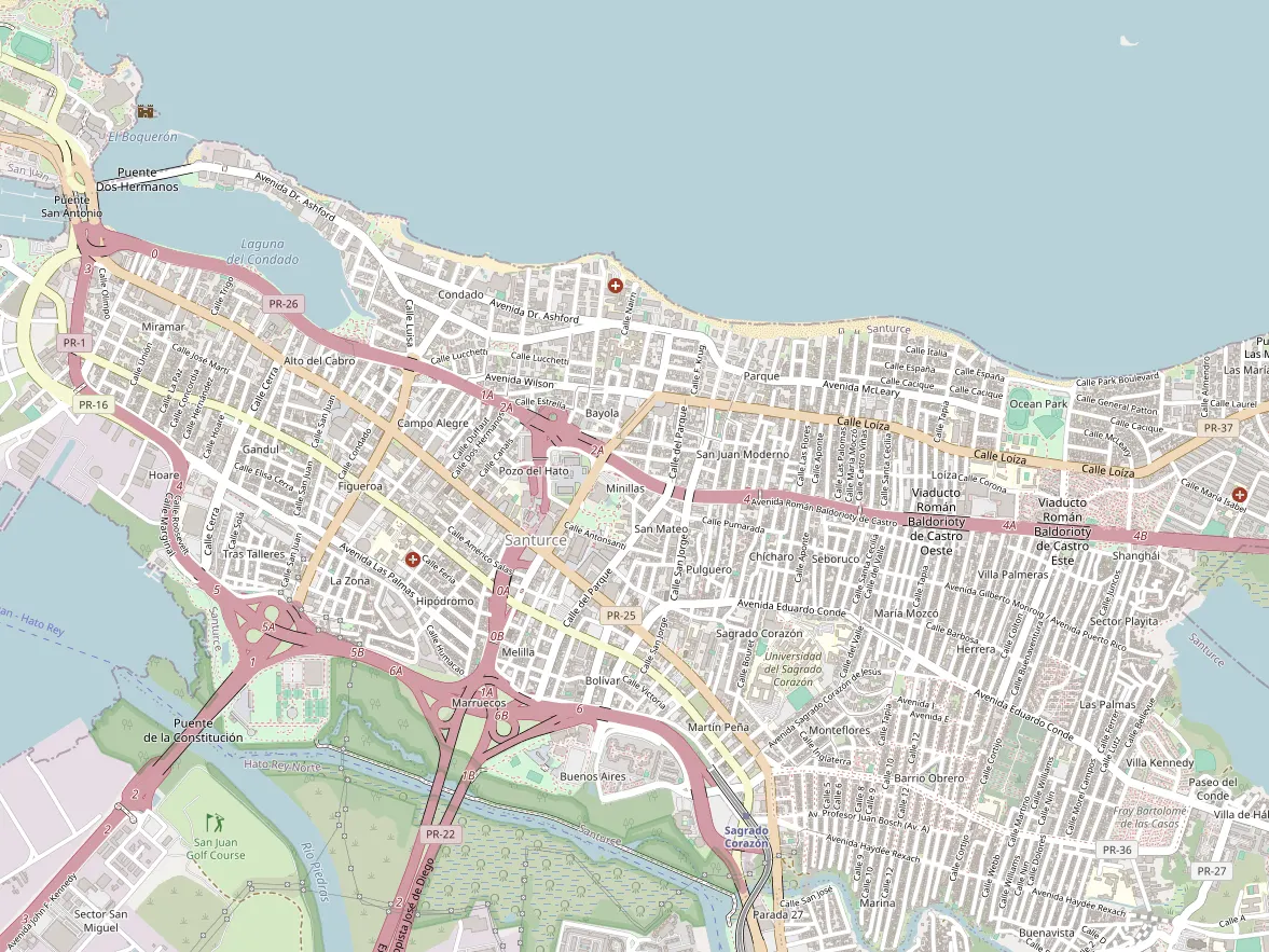 Map showing the approximate area of this home in Santurce