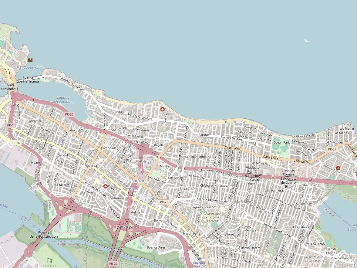 Map showing the approximate area of this home in Santurce