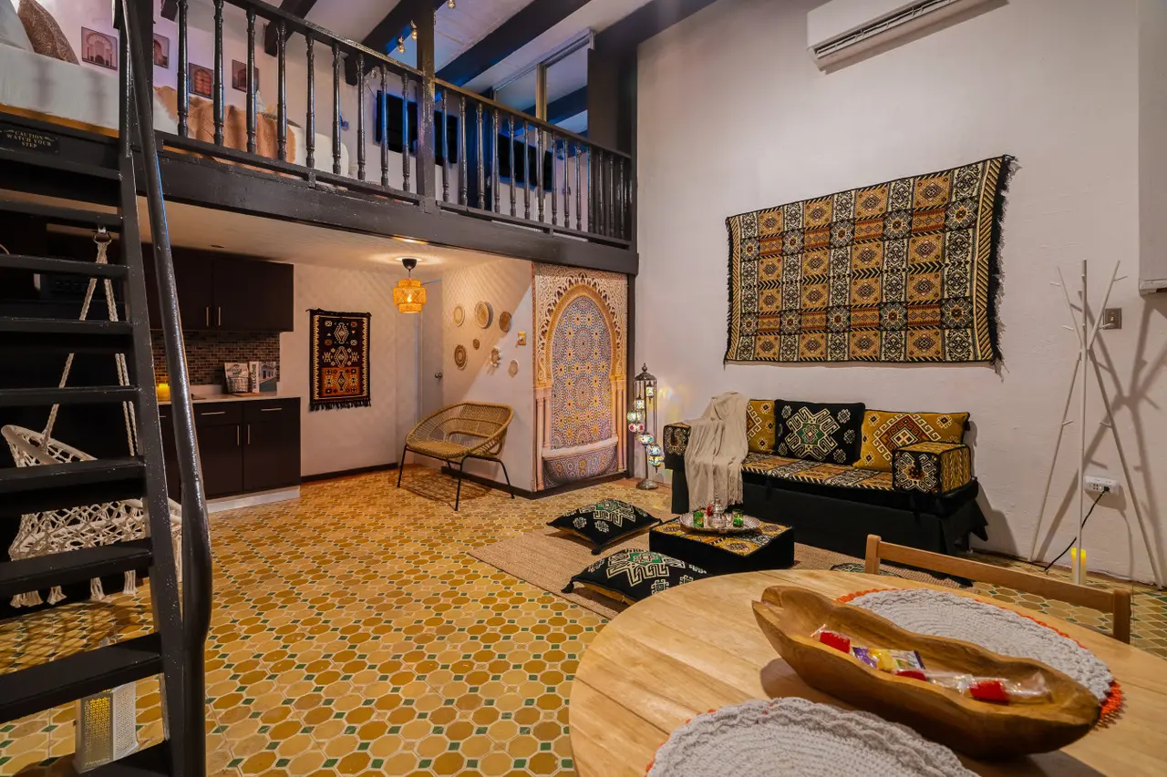 Living room with a couch, chair, and table — Morocco Loft Sanjuanero | Viejo San Juan, Old San Juan