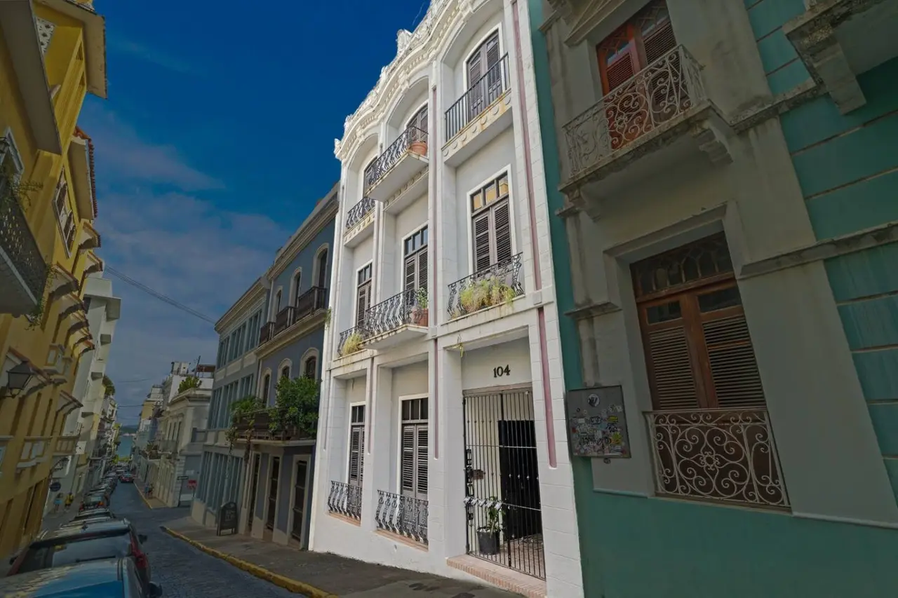 White building with balconies — Historic Loft in the Heart of Old San Juan